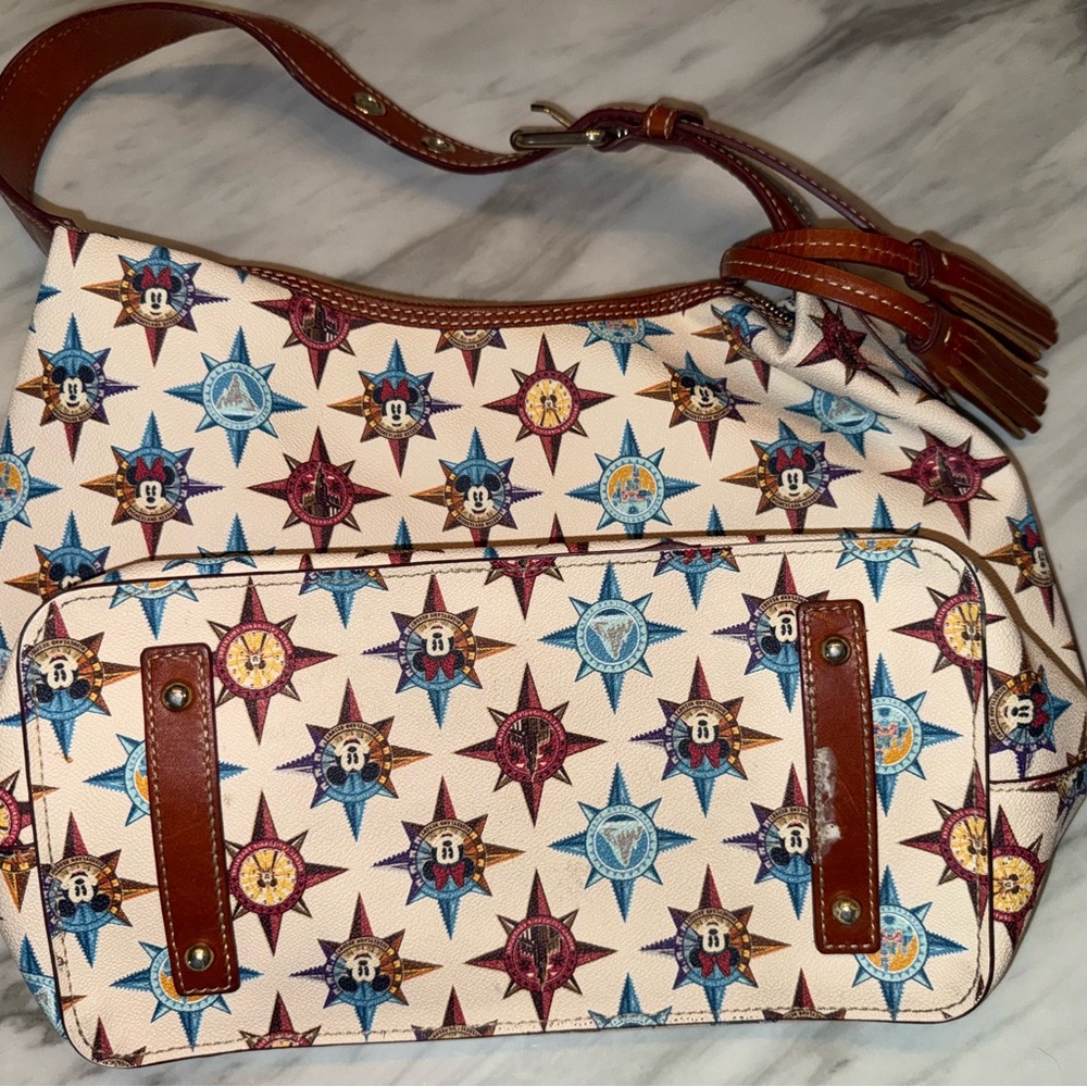 Dooney & Bourke Disney Mickey Compass Pattern Shoulder Bag Satchel - Picture 4 of 6